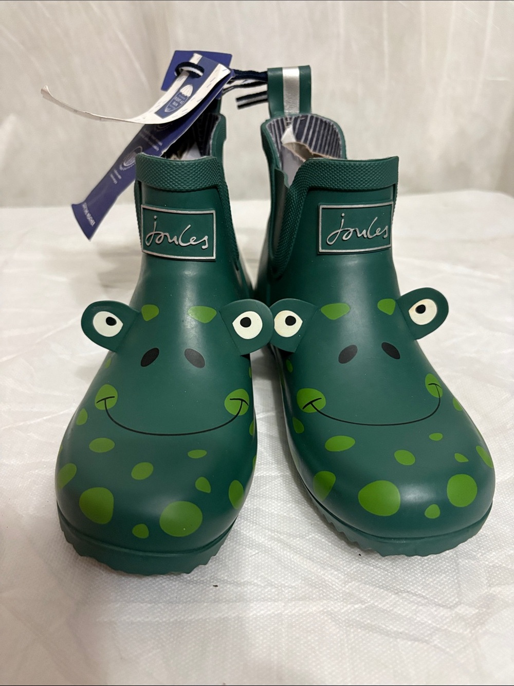 Joules Kids Green Frog Rain Boots size US 1 NWT